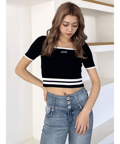 セール】スクエアネックHEM LINEニットトップス（ニット
