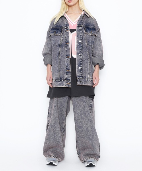 PUNYUS（プニュズ）の「オーバーダイデニムバギーパンツ（デニムパンツ・レディース・グリーン/ライトピンク/イエロー・1/2/3/4）」の8枚目の写真