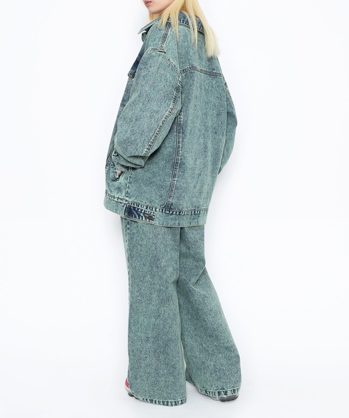 PUNYUS（プニュズ）の「オーバーダイデニムバギーパンツ（デニムパンツ・レディース・グリーン/ライトピンク/イエロー・1/2/3/4）」の13枚目の写真