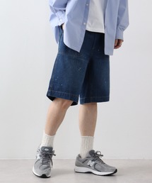 ペイントプリントデニムベーカーショートパンツ