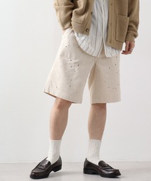 ペイントプリントデニムベーカーショートパンツ