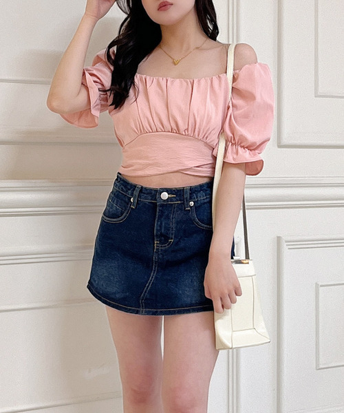 MIIA（ミーア）の「ウエストリボンブラウス（シャツ/ブラウス・レディース・ピンク/ブラック/オフホワイト/ブルー・FREE）」の4枚目の写真