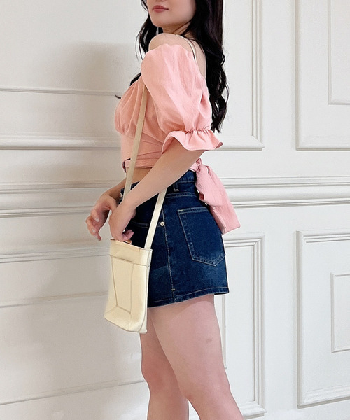 MIIA（ミーア）の「ウエストリボンブラウス（シャツ/ブラウス・レディース・ピンク/ブラック/オフホワイト/ブルー・FREE）」の5枚目の写真