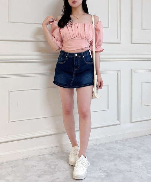 MIIA（ミーア）の「ウエストリボンブラウス（シャツ/ブラウス・レディース・ピンク/ブラック/オフホワイト/ブルー・FREE）」の7枚目の写真