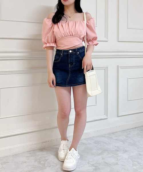 MIIA（ミーア）の「ウエストリボンブラウス（シャツ/ブラウス・レディース・ピンク/ブラック/オフホワイト/ブルー・FREE）」の9枚目の写真