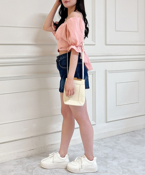 MIIA（ミーア）の「ウエストリボンブラウス（シャツ/ブラウス・レディース・ピンク/ブラック/オフホワイト/ブルー・FREE）」の10枚目の写真