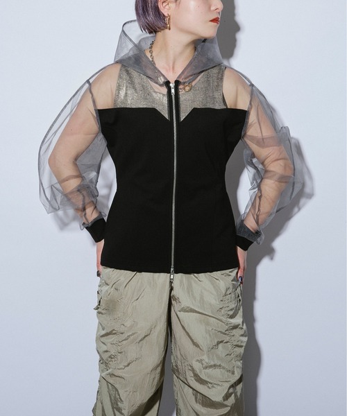 Ezick ANNONIM（エジックアノニム）の「Mode switch チュールフーディー（パーカー・レディース・ブラック/ブラック×グレー・FREE）」の20枚目の写真