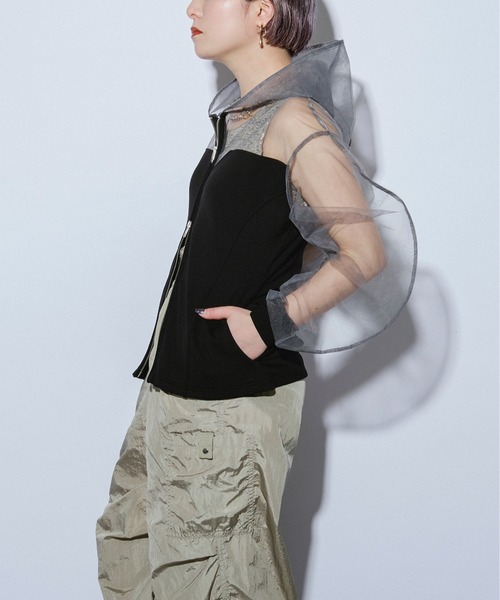 Ezick ANNONIM（エジックアノニム）の「Mode switch チュールフーディー（パーカー・レディース・ブラック/ブラック×グレー・FREE）」の18枚目の写真