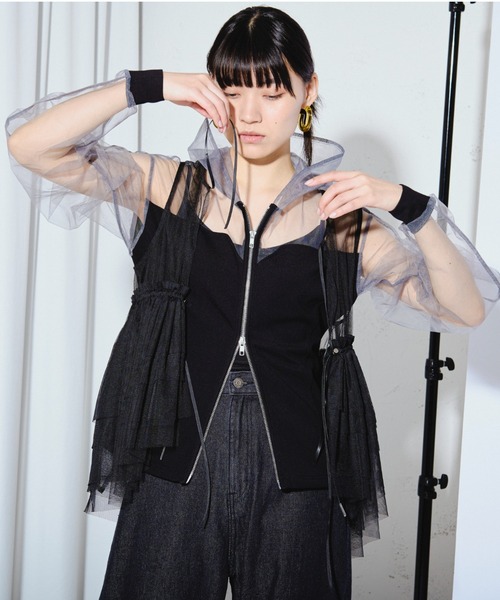 Ezick ANNONIM（エジックアノニム）の「Mode switch チュールフーディー（パーカー・レディース・ブラック/ブラック×グレー・FREE）」の15枚目の写真