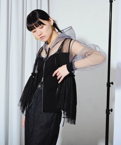 Ezick ANNONIM（エジックアノニム）の「Mode switch チュールフーディー（パーカー・レディース・ブラック/ブラック×グレー・FREE）」の14枚目の写真