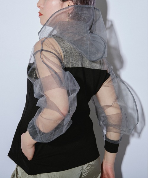 Ezick ANNONIM（エジックアノニム）の「Mode switch チュールフーディー（パーカー・レディース・ブラック/ブラック×グレー・FREE）」の21枚目の写真