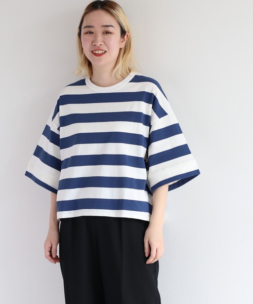 cepo(セポ)の「無地&ボーダーワイドTee(Tシャツ/カットソー・レディース・ホワイト×ブルー/ホワイト×ブラック/ブラック/オフホワイト・M)」の16枚目の写真