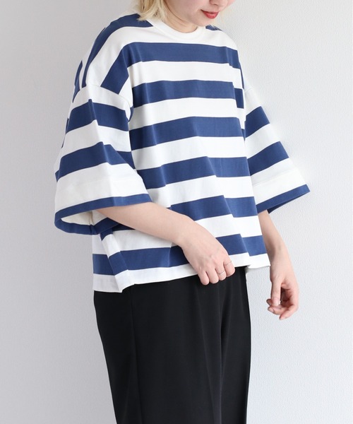 cepo(セポ)の「無地&ボーダーワイドTee(Tシャツ/カットソー・レディース・ホワイト×ブルー/ホワイト×ブラック/ブラック/オフホワイト・M)」の18枚目の写真