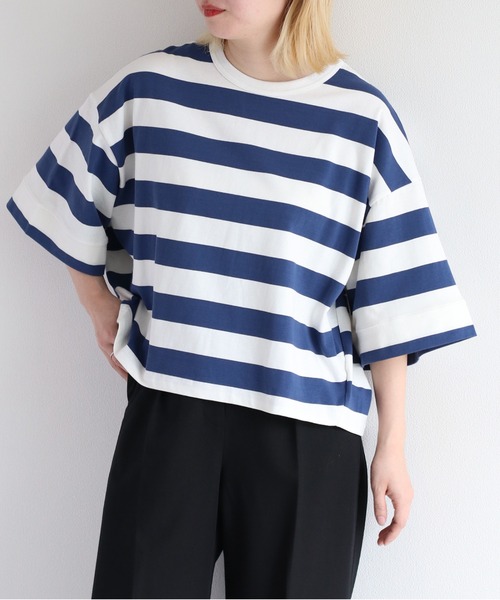cepo(セポ)の「無地&ボーダーワイドTee(Tシャツ/カットソー・レディース・ホワイト×ブルー/ホワイト×ブラック/ブラック/オフホワイト・M)」の17枚目の写真