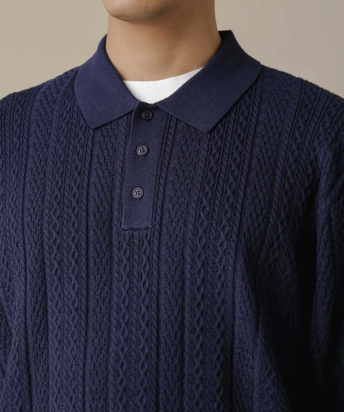 セール】「NJ/CLUB」HOMESTOCKケーブルニットポロシャツ