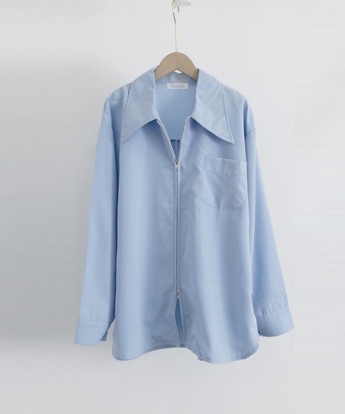 Miniministore(ミニミニストア)の「ダブルジップシャツ シャツカーディガン白(シャツ/ブラウス・レディース・ブルー/ホワイト・FREE)」の21枚目の写真