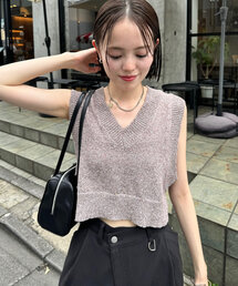 【EC限定カラーあり/BRN・BLK2】スパンコールニットベスト