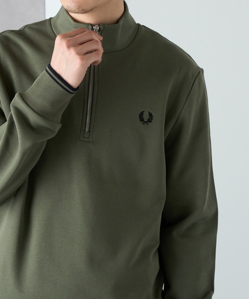 FRED PERRY（フレッドペリー）の「【FRED PERRY】Half Zip SweatShirt フレッドペリー ハーフジップスウェット M3574（スウェット・レディース・ブラック系その他2/ブラック/グリーン/ネイビー/ネイビー系2/アイボリー/ブラウン/グレー/カーキ/ワイン/グレイッシュブルー/ダークグリーン/ブラック系その他3/ベージュ/ネイビー系3/アイボリー系1・S/M/L/XL/XS）」の10枚目の写真