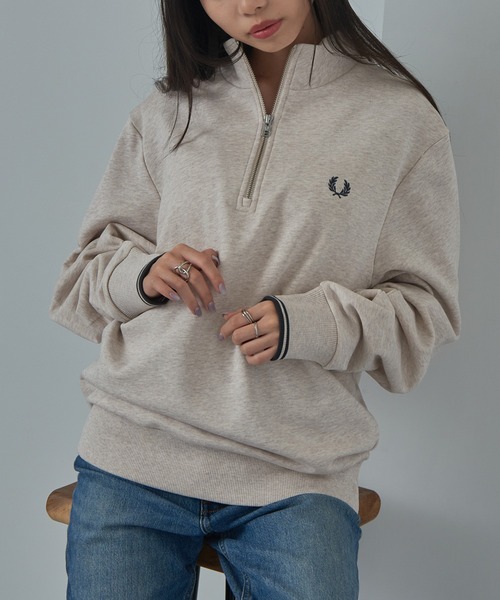 FRED PERRY（フレッドペリー）の「【FRED PERRY】Half Zip SweatShirt フレッドペリー ハーフジップスウェット M3574（スウェット・レディース・ブラック系その他2/ブラック/グリーン/ネイビー/ネイビー系2/アイボリー/ブラウン/グレー/カーキ/ワイン/グレイッシュブルー/ダークグリーン/ブラック系その他3/ベージュ/ネイビー系3/アイボリー系1・S/M/L/XL/XS）」の20枚目の写真