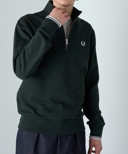 【美品】FRED PERRY フレッド・ペリー ハーフジップスウェット S 黒 FRED PERRY】Half Zip SweatShirt フレッドペリー ハーフジップ