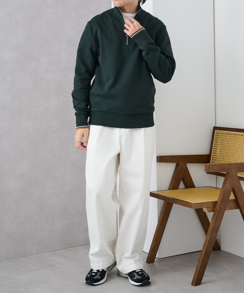 超美品☆【フレッドペリー】M3574 ハーフジップスウェット　ローレルリース　S FRED PERRY（フレッドペリー） ハーフジップ スウェットシャツ M3574