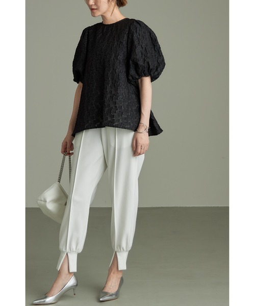 極美品✨ROCHAS ジャガード ノースリーブチュニック シアー リボン 42 &. NOSTALGIA（アンドドットノスタルジア）の「シアージャガード