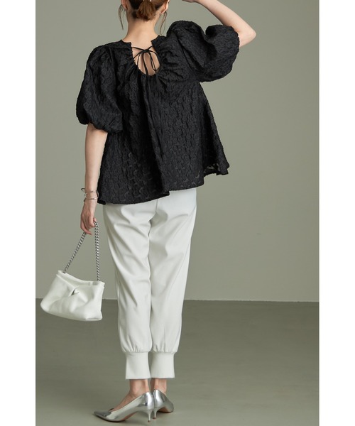 極美品✨ROCHAS ジャガード ノースリーブチュニック シアー リボン 42 &. NOSTALGIA（アンドドットノスタルジア）の「シアージャガード