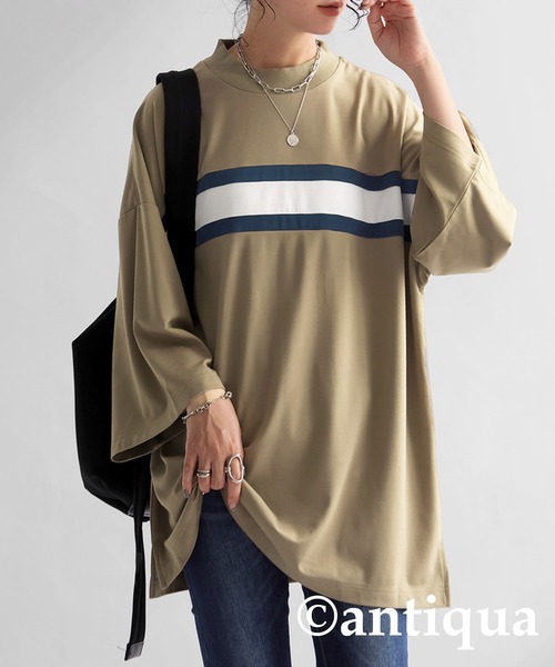 セール】配色ラインTシャツ（Tシャツ/カットソー）｜antiqua 