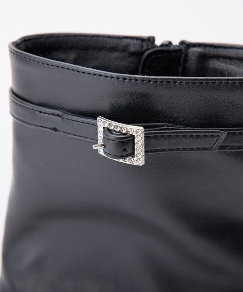 one after another NICE CLAUP（ワンアフターアナザーナイスクラップ）の「ビジューバックル付きストレッチショートブーツ（ブーツ・レディース・ブラック/アイボリー・S/M/L）」の12枚目の写真