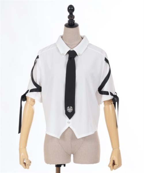 axes femme POETIQUE（アクシーズファムポエティック）の「レースアップデザインシャツ（シャツ/ブラウス・レディース・ホワイト/グレー/ブラック・MEDIUM）」の6枚目の写真