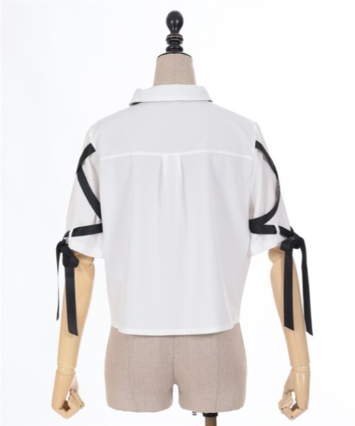 axes femme POETIQUE（アクシーズファムポエティック）の「レースアップデザインシャツ（シャツ/ブラウス・レディース・ホワイト/グレー/ブラック・MEDIUM）」の8枚目の写真