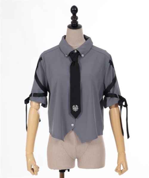 axes femme POETIQUE（アクシーズファムポエティック）の「レースアップデザインシャツ（シャツ/ブラウス・レディース・ホワイト/グレー/ブラック・MEDIUM）」の15枚目の写真