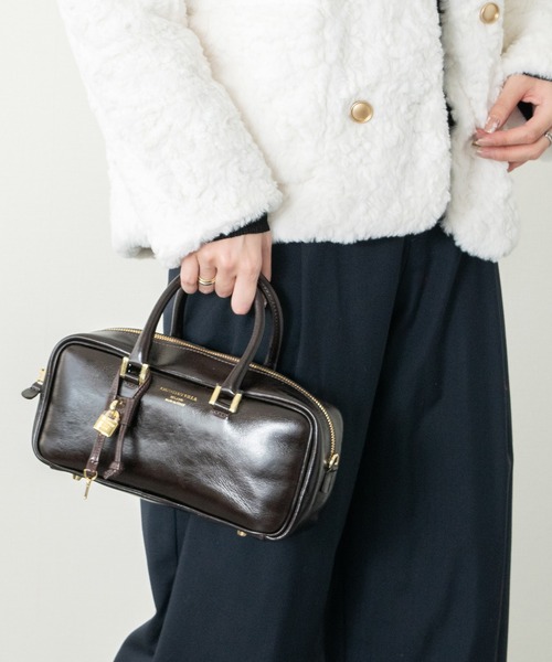 CHRISTIAN VILLA】レザーハンドルハンドバッグ(Q46483)（ハンドバッグ