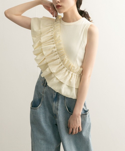 KBF(ケイビーエフ)の「フリルパーツSETタンクトップ(タンクトップ・レディース・アイボリー/ネイビー・ONE)」の11枚目の写真