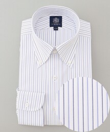【PREMIUM PLEATS / 形態安定】スーピマコットンオルタネートストライプ シャツ/B.D.
