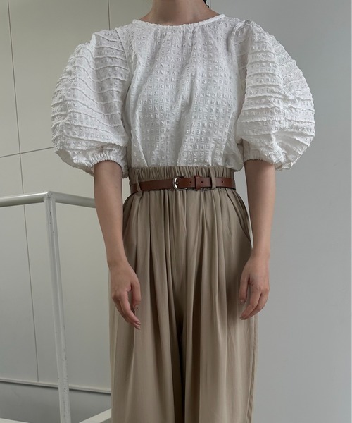 lawgy(ラウジー)の「check volume puff pin tuck blouse / チェックボリュームパフピンタックブラウス(シャツ/ブラウス・レディース・ブラウン/ブラック/ホワイト・FREE)」の8枚目の写真