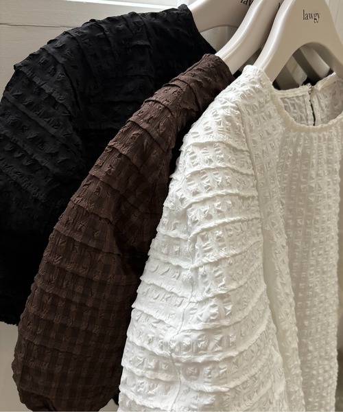 lawgy(ラウジー)の「check volume puff pin tuck blouse / チェックボリュームパフピンタックブラウス(シャツ/ブラウス・レディース・ブラウン/ブラック/ホワイト・FREE)」の11枚目の写真