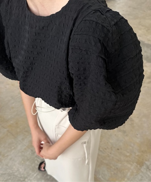 lawgy(ラウジー)の「check volume puff pin tuck blouse / チェックボリュームパフピンタックブラウス(シャツ/ブラウス・レディース・ブラウン/ブラック/ホワイト・FREE)」の12枚目の写真
