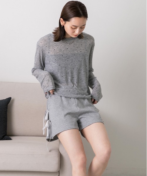 ad thie（アドティエ）の「クルーネック ドット柄 カットソー（Tシャツ/カットソー・レディース・ベージュ/ブラック/オフホワイト/杢グレー・FREE）」の21枚目の写真