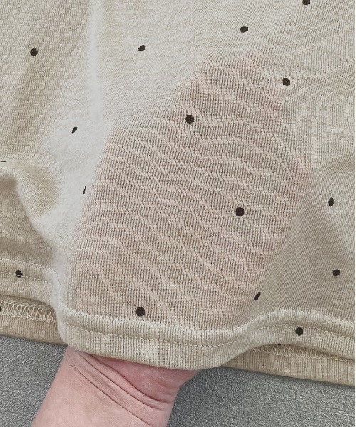 ad thie（アドティエ）の「クルーネック ドット柄 カットソー（Tシャツ/カットソー・レディース・ベージュ/ブラック/オフホワイト/杢グレー・FREE）」の7枚目の写真