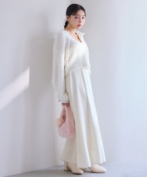 one after another NICE CLAUP(ワンアフターアナザーナイスクラップ)の「肩リボンキャミワンピース(ワンピース・レディース・ブラック/オフホワイト/ピンク・SMALL/MEDIUM)」の16枚目の写真