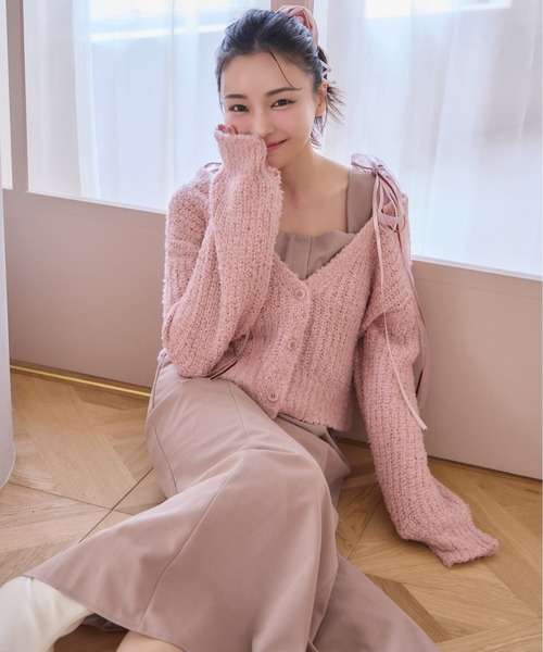 one after another NICE CLAUP(ワンアフターアナザーナイスクラップ)の「肩リボンキャミワンピース(ワンピース・レディース・ブラック/オフホワイト/ピンク・SMALL/MEDIUM)」の14枚目の写真