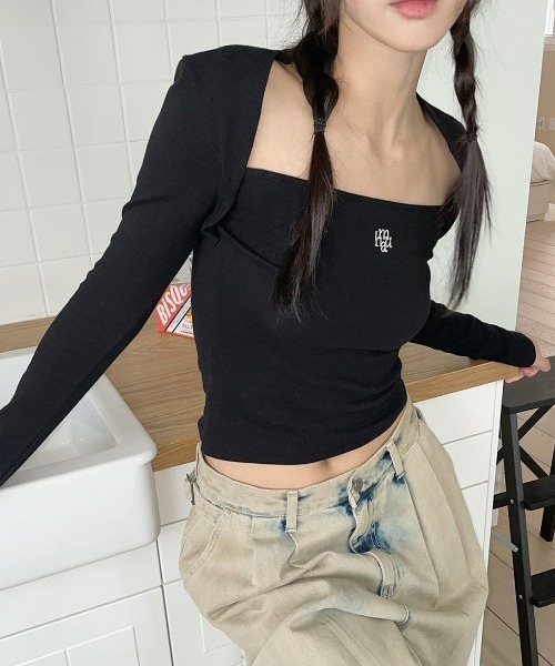 A'GEM/9 × .kom 『muah muah/ムーアムーア』 LOGO STITCH BOLERO