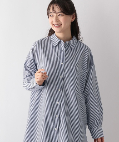 GLOBAL WORK Smile Seed Store（グローバルワーク スマイルシードストア）の「イージーケアオーバーシャツ/116006（シャツ/ブラウス・レディース・ネイビー/サックスブルー/グレー/杢グレー・MEDIUM/LARGE/SMALL/X-LARGE）」の3枚目の写真