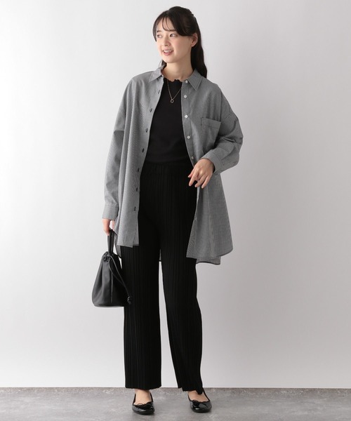 GLOBAL WORK Smile Seed Store（グローバルワーク スマイルシードストア）の「イージーケアオーバーシャツ/116006（シャツ/ブラウス・レディース・ネイビー/サックスブルー/グレー/杢グレー・MEDIUM/LARGE/SMALL/X-LARGE）」の5枚目の写真