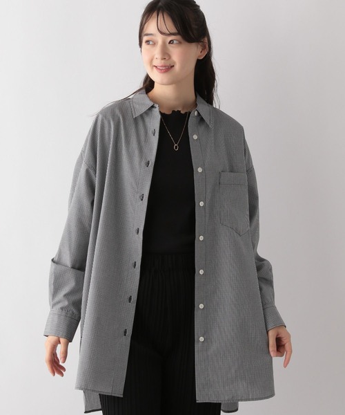 GLOBAL WORK Smile Seed Store（グローバルワーク スマイルシードストア）の「イージーケアオーバーシャツ/116006（シャツ/ブラウス・レディース・ネイビー/サックスブルー/グレー/杢グレー・MEDIUM/LARGE/SMALL/X-LARGE）」の8枚目の写真
