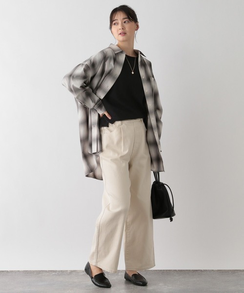 GLOBAL WORK Smile Seed Store（グローバルワーク スマイルシードストア）の「イージーケアオーバーシャツ/116006（シャツ/ブラウス・レディース・ネイビー/サックスブルー/グレー/杢グレー・MEDIUM/LARGE/SMALL/X-LARGE）」の10枚目の写真