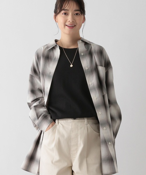 GLOBAL WORK Smile Seed Store（グローバルワーク スマイルシードストア）の「イージーケアオーバーシャツ/116006（シャツ/ブラウス・レディース・ネイビー/サックスブルー/グレー/杢グレー・MEDIUM/LARGE/SMALL/X-LARGE）」の12枚目の写真
