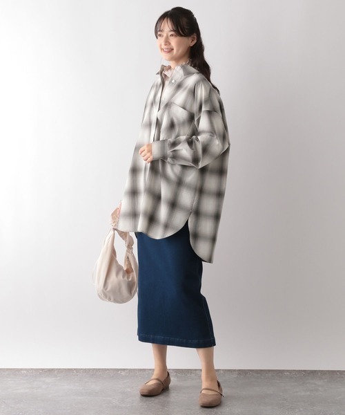 GLOBAL WORK Smile Seed Store（グローバルワーク スマイルシードストア）の「イージーケアオーバーシャツ/116006（シャツ/ブラウス・レディース・ネイビー/サックスブルー/グレー/杢グレー・MEDIUM/LARGE/SMALL/X-LARGE）」の15枚目の写真