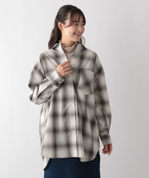 GLOBAL WORK Smile Seed Store（グローバルワーク スマイルシードストア）の「イージーケアオーバーシャツ/116006（シャツ/ブラウス・レディース・ネイビー/サックスブルー/グレー/杢グレー・MEDIUM/LARGE/SMALL/X-LARGE）」の18枚目の写真